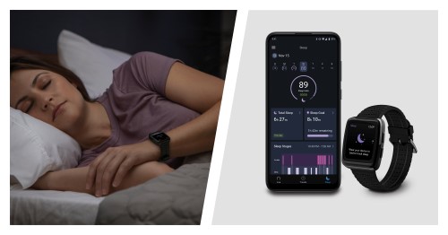 person sleeping wearing masimo w1 and phone displaying masimo halo app